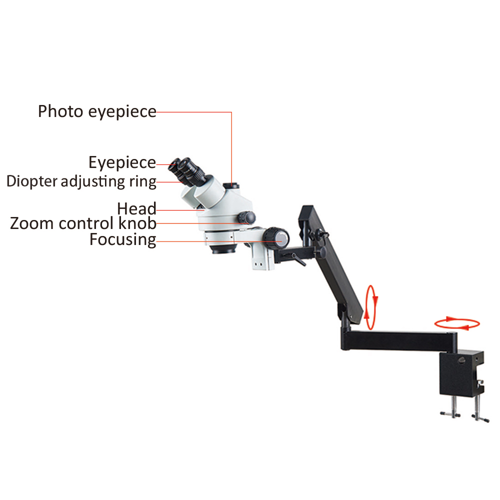 Flexible Arm Fixation Clamp Mi - Trinocular Stereo Microscope 7X-45X 评论和价格