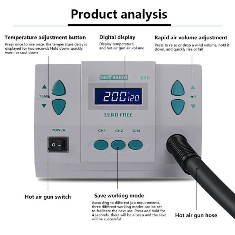 1000W220/110V 861DW HeatGun Le - Hot Air Rework Station 861Dw 评论和价格