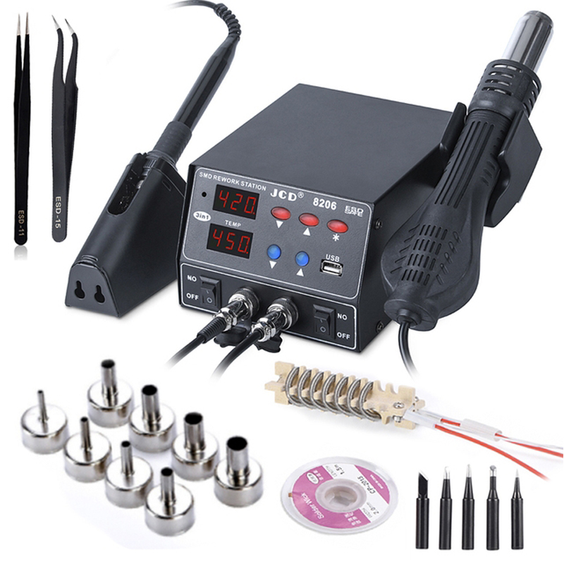 JCD 8206 2 in 1 Soldering Stat - 2 In 1 Soldering Rework Station 750W 评论和价格
