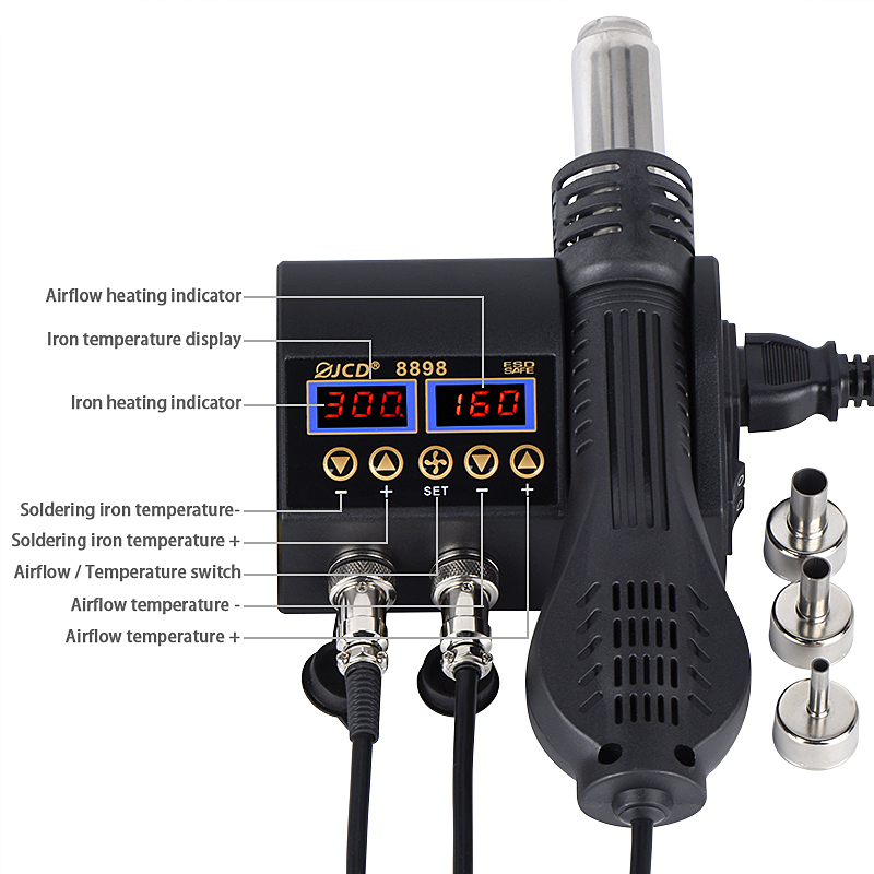 JCD 8898‑16 750W 2‑in‑1 LCD Di - 2 In 1 Soldering Rework Station 750W 评论和价格