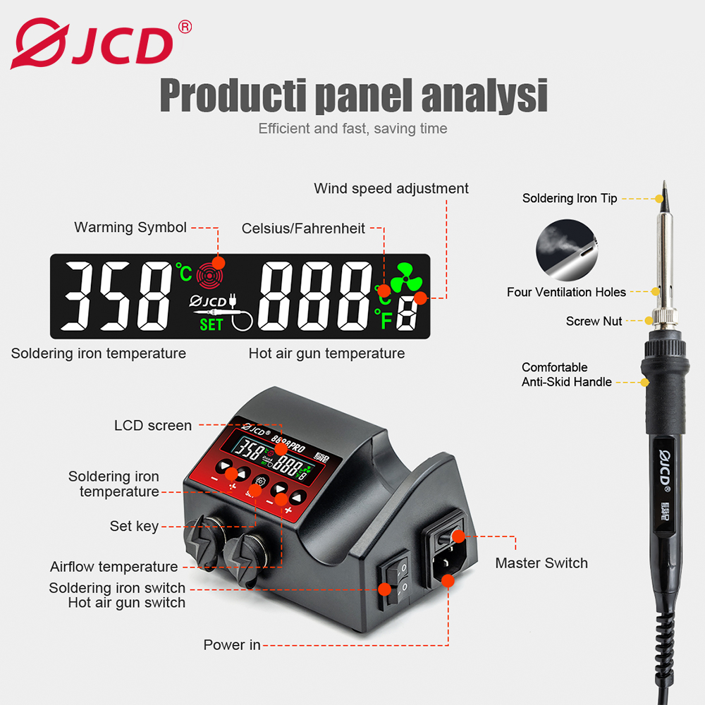 JCD 8898Pro 2 in 1 Soldering S - 2 In 1 Soldering Rework Station 750W 评论和价格